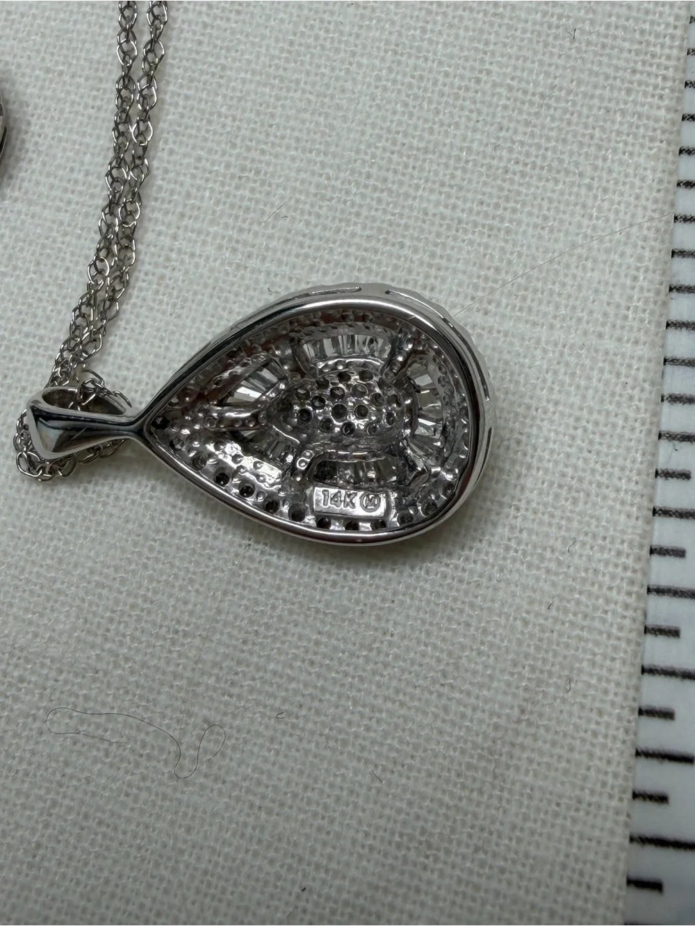 14K Teardrop CZ Pendant + Earrings - Picture 3 of 5